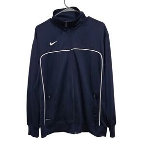 Nike Navy Blue Jacket Dri-Fit Active Full Zip Warm Up Pockets Women’s XXL